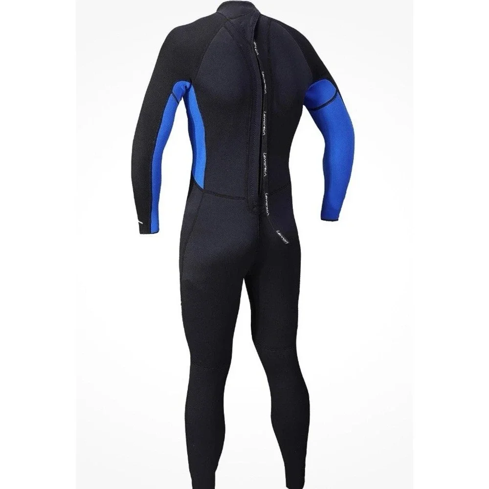 New Lemoreen Men Full Body Wetsuit 3mm Neoprene Surfing Diving Suit - Blue/Black